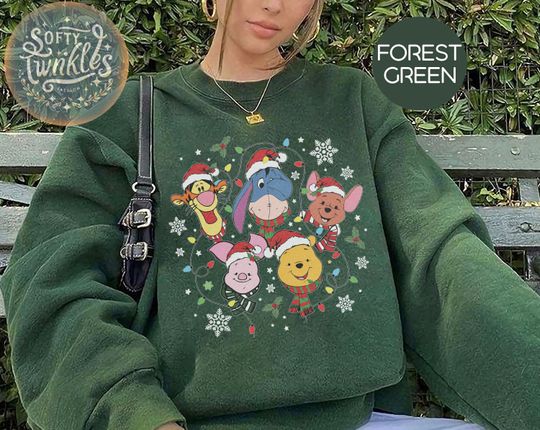 Discover Retro Winnie The Pooh Christmas Shirts, Cute Pooh Christmas Shirt, Merry Christmas Shirt, Christmas Women's Shirt, Christmas Gifts Tee