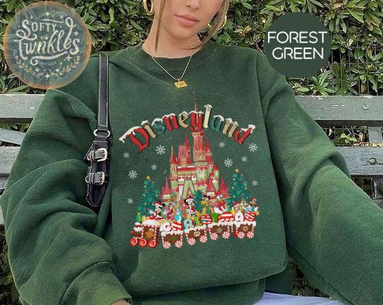 Discover Vintage Disneyland Castle Christmas Sweatshirt, Mickey and Friends Christmas Sweatshirt, Disneyland Sweatshirt, Christmas Family Sweatshirt