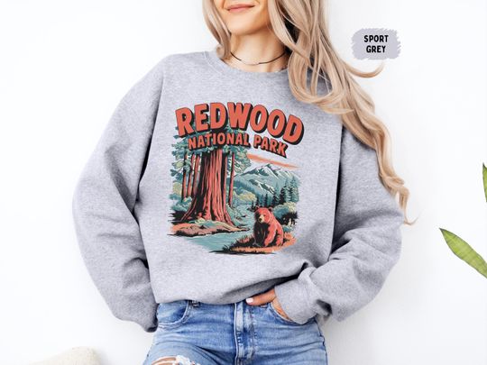 Vintage Redwood National Park Sweatshirt, Retro Redwoods Sweatshirt, Nature Lover Gift, Outdoor Hiking Apparel, Forest