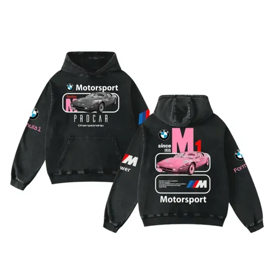 Discover Retro B.M.W Motorsport Racing Washed Hoodie MotoGP World Champion