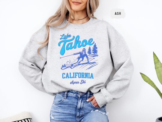 Vintage Lake Tahoe Ski Sweatshirt, Retro Winter Mountain Jumper Sweatshirt, Skiing Sweater, Cozy Snow Lodge Apparel, Gift for Ski