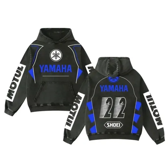 Discover Retro Blue Yaamaha Racing Washed Hoodie MotoGP World Champion