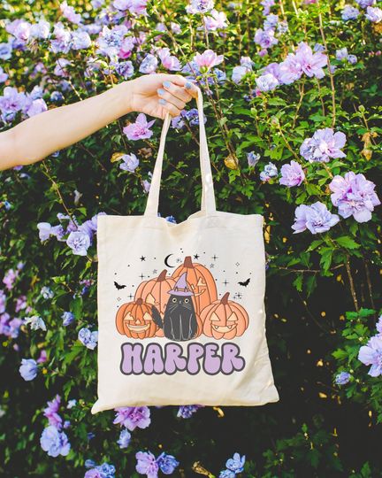 Discover Personalized Trick or Treat Bags Halloween Candy Bag Custom Trick or Treat Bag Halloween Tote Bag Trick or Treat Tote Custom Halloween Bag