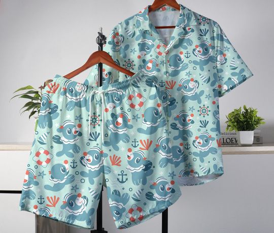 Discover Popplio Hawaiian Shirt Tropical Button Up Shirt Summer Hawaiian Short Tropical Hawaii Set Popplio Shirt Gifts