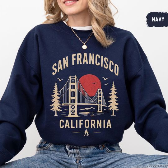 Discover Vintage San Francisco Sweatshirt, Retro San Fran Jumper, Golden Gate Old School California Sweatshirt