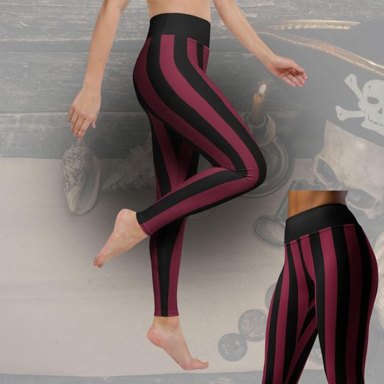 Discover Pirate leggings womens costume pants vertical stripes Halloween costume adult Disney
