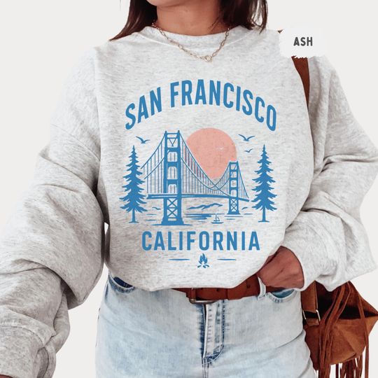 Discover Vintage San Francisco Sweatshirt, Retro San Fran Jumper, Golden Gate Old School California Sweatshirt