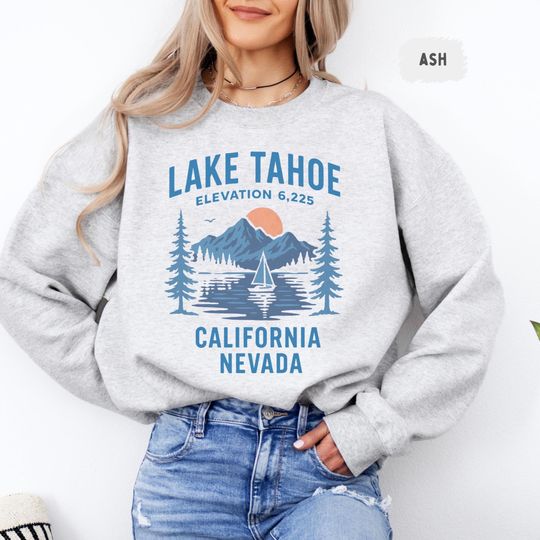 Discover Vintage Lake Tahoe Sweatshirt, Retro Mountain Lover Gift, Outdoor Adventure Clothing, Cabin Wear