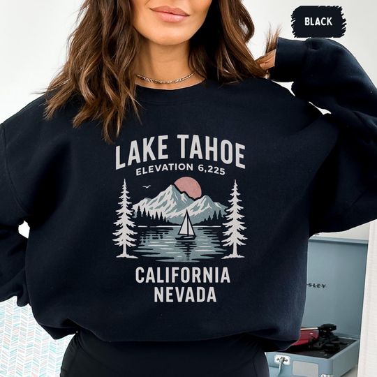 Discover Vintage Lake Tahoe Sweatshirt, Retro Mountain Lover Gift, Outdoor Adventure Clothing, Cabin Wear