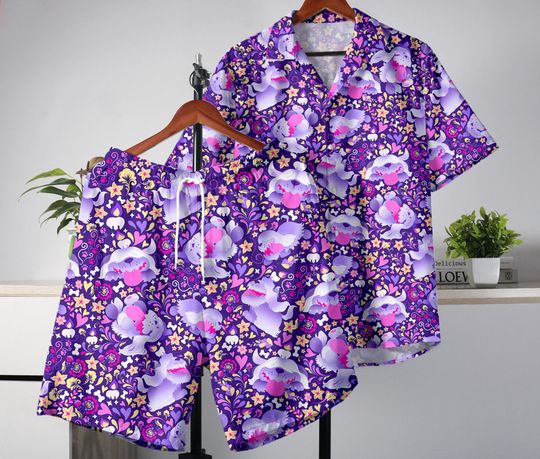 Discover Greavard Hawaiian Shirt, Tropical Button Up Shirt, Funny Summer Shorts Set, Purple Beachwear Outfit, Greavard Shirt Birthday Gift