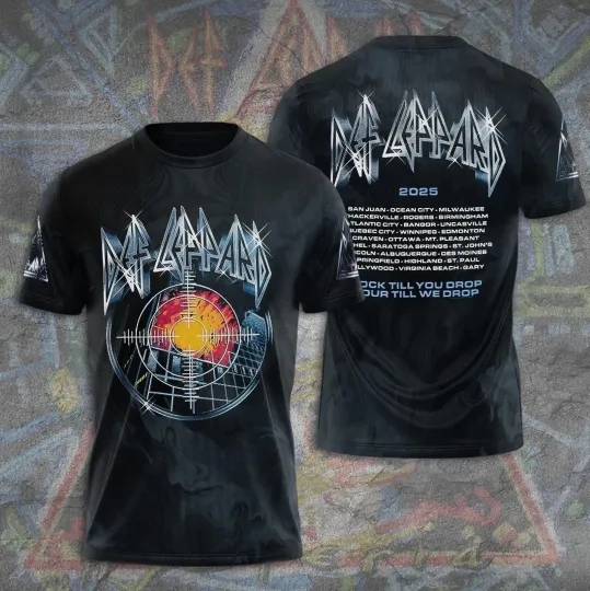 Discover Def Leppard Rock Till You Drop Tour Till We Drop Tour 2025 AOP T-Shirt
