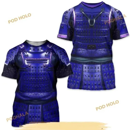 Discover Printed Samurai Armor Summer 3D Shirt, Men Harajuku Fashion Short Sleeve Shirt