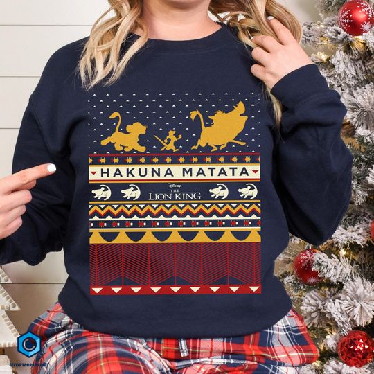 Hakuna Matata Christmas Sweatshirt Tshirt, Disneyland Lion King Shirt, Pumbaa Timon Simba Shirt, Christmas Gift, Lion King Christmas