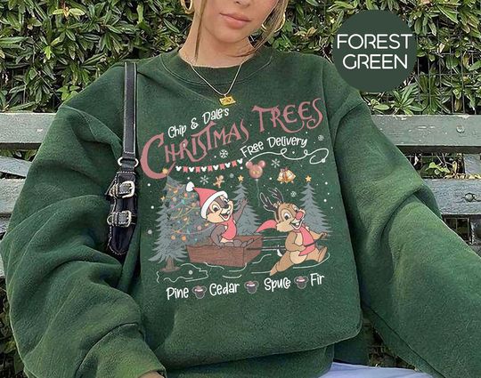 Discover Retro Chip & Dale Christmas Sweatshirt, Christmas Disney Family Vacation Shirts, Chipmunks Gifts, Snowmen Tee, Snowflake, Double Trouble Tee