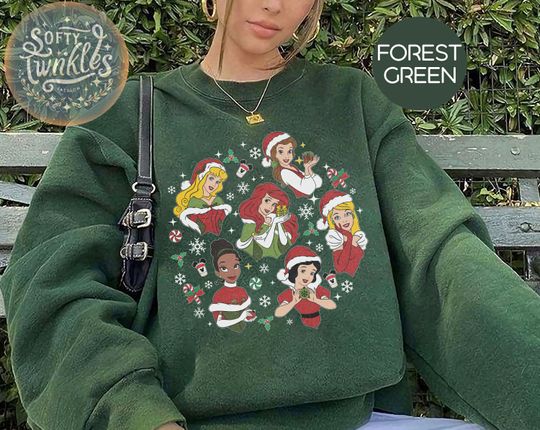 Discover Vintage Disney Christmas Princess Sweatshirts, Princess Group Tshirt, Disney Christmas Tee, Disneyland Family Trip, WDW Tour, Chrismas Gift Shirt