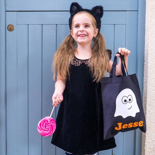 Discover Halloween Bag - Trick or Treat Bag  - Personalised Trick or Treat Bag - Personalised Halloween Bag - Ghost Bag - Halloween Party Bag