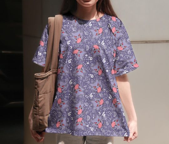 Gengar Tropical Summer T-Shirt Kawaii Vintage Funny Summer Shirt Cute Gengar Graphic Tee