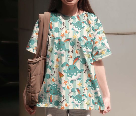 Discover Azumarill 3D T-Shirt, Cute Summer Beach Tee, Funny Graphic Shirt, Unisex Vintage Top