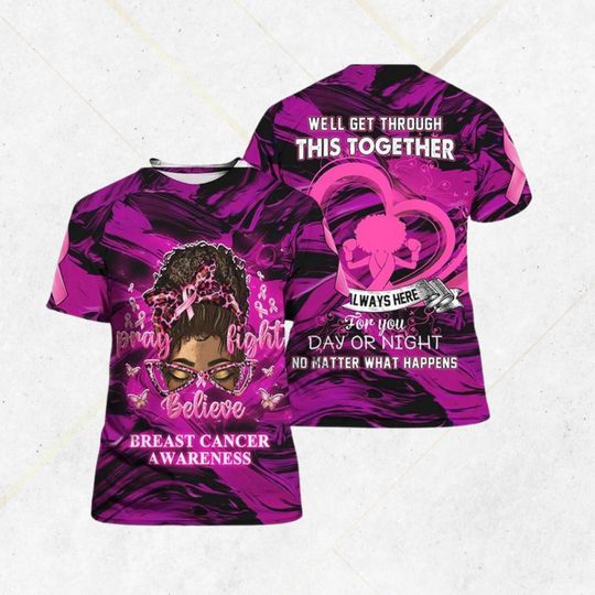 Discover Breast Cancer Awareness T-Shirt with Ribbon Support Design