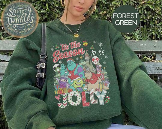 Discover Retro Tis The Season To be Jolly Christmas Sweatshirts, Monster Inc Christmas Tee, Monsters University Sullivan Mike Boo Roz Christmas Sweatshirt