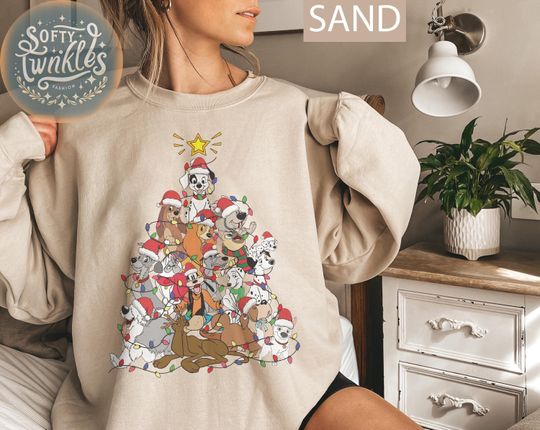 Discover Vintage Disney Dog Christmas Tree Sweatshirts, Disney Dog Characters Shirt, Christmas Lights Shirt, Magic Kingdom Christmas Shirt, Disney Xmas Tee