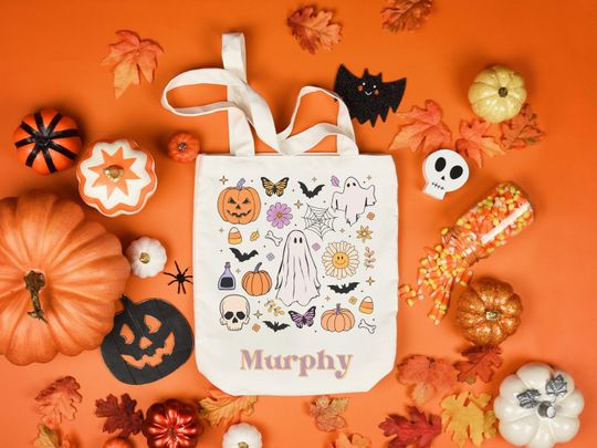 Discover Trick or Treat Bags | Personalized Halloween Bag | Retro Halloween Treat Bags | Halloween Candy Bags | Halloween Gift