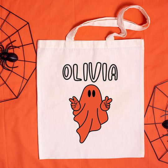 Discover Personalized Trick or Treat Bag, Custom Halloween Bag, Halloween Tote, Kids Halloween Bag with Name, Custom Trick-or-Treat Bag, Spooky bag