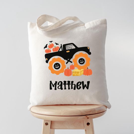 Discover custom trick or treat bag, custom child halloween bag, custom halloween trick or treat tote bag, personalized halloween trick or treat bag