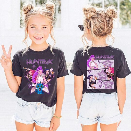 Huntrix T Shirt, Demon Hunters Shirt, Huntrix Girls T Shirt, Mira Rumi Joey Shirt, Demon Hunter Kids Shirt, Gift For Kpop Fan, Kpop Movie