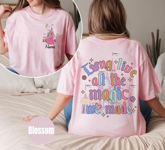 Discover Long Live All The Magic We Made Shirt, Personalized Disney Princess Shirt Disney 1971 Shirt, Disney Castle Shirt,  Tiana Ariel Tinkerbell