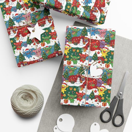 Festive Labubu Inspired Gift Wrap Papers for Holidays, Birthday, Christmas, Parties, Celebrations, Eco-Friendly Wrapping