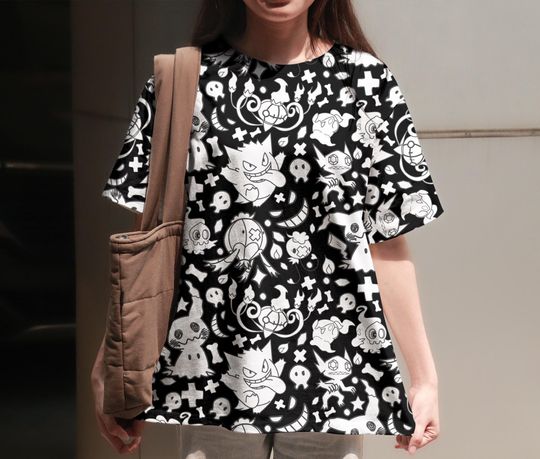 Gengar Tropical Summer 3D T-Shirt Kawaii Ghost Mimikyu Cute Shirt