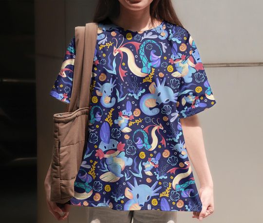 Discover Mudkip and Horsea 3D T-Shirt, Summer Graphic Tee,Unisex Casual Shirt