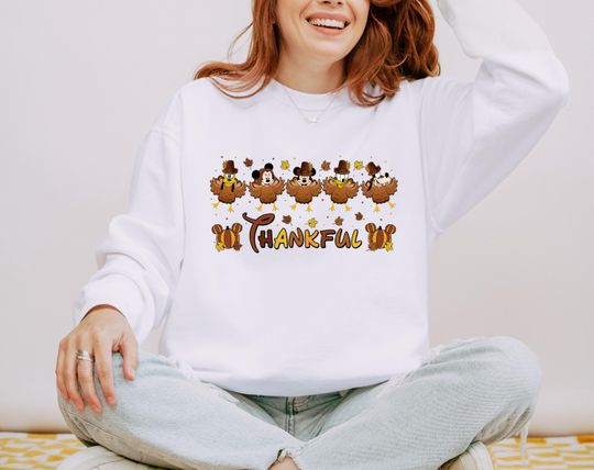 Discover Disney Turkey Sweatshirt, Mickey & Friends Thankful Sweatshirt, Fall Season Sweatshirt, Disney Thanksgiving Sweatshirt