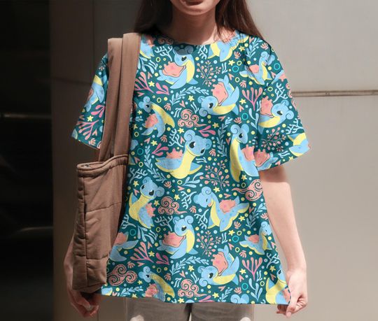 Discover Lapras Tropical Summer T-Shirt, Kawaii Cartoon Design