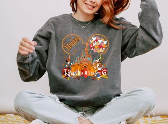 Discover Disneyland Thanksgiving Sweatshirt, Mickey Happy Thanksgiving Sweatshirt, Disney Family Sweatshirt, Mickey & Friends Sweatshirt