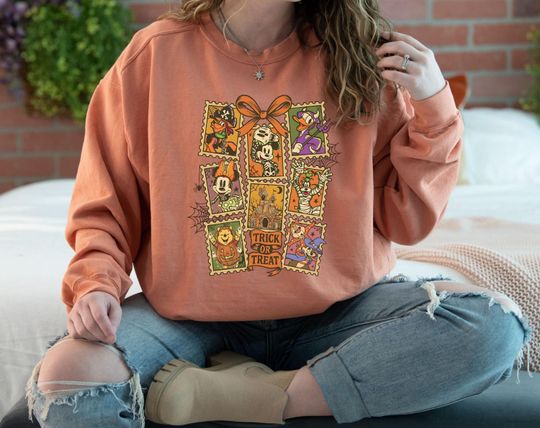 Discover Disney Spooky Sweatshirt, Mickey & Friends Halloween Hoodie, Coquette Disney Halloween Sweatshirt, Halloween Party Sweater