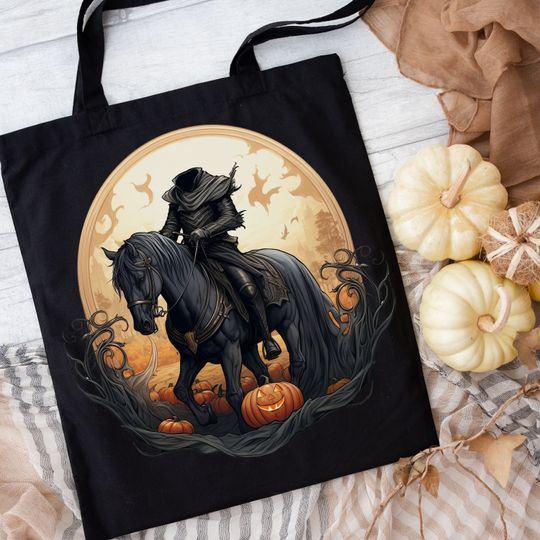 Headless Horseman Halloween Tote Bag, Legend of Sleepy Hollow