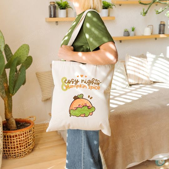 Cosy Nights Halloween Kawaii Pumpkin spice Tote Bag