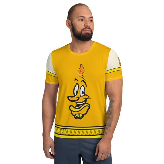 Discover Candelabra Men's T-shirt – Fun Cartoon Casual Graphic Tee for Adults