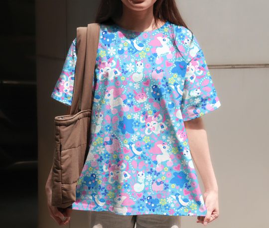 Discover Sylveon T-Shirt, Cute Ponyta Graphic Tee, Unisex Vintage Casual Shirt, Christmas T-Shirt Gift