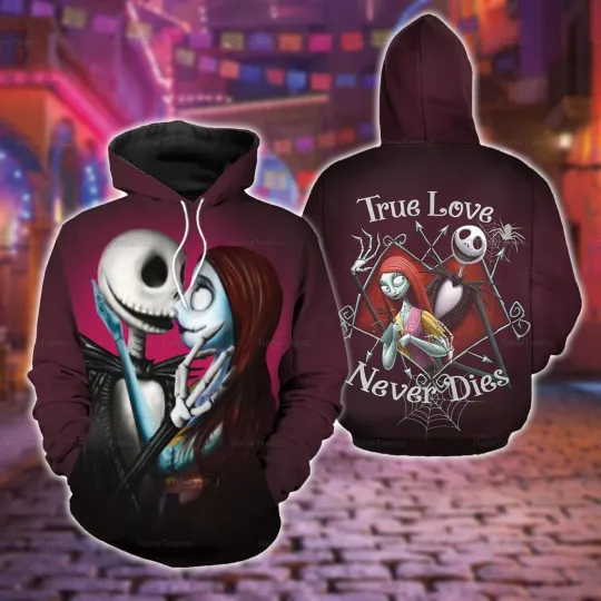 Discover Jack Skellington And Sally Hoodie, Nightmare Before Christmas 3D Hoodie