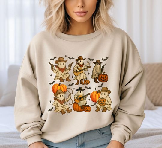 Discover Western Ghost Sweatshirt, Halloween Sweatshirt, Country Ghost Sweatshirt, Cute Ghost Sweatshirt, Spooky Fall Sweatshirt, Western Sweatshirt