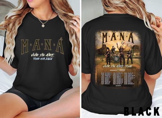 Black Latin Rock Tour Shirt 2025, Vivir Sin Aire USA Dates Tee, Front Back Concert TShirt