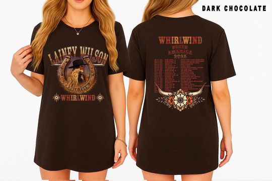 Discover Lainey Wilson Whirlwind Tour Shirt 2025, Front Back Tour Dates Tee, Country Concert TShirt