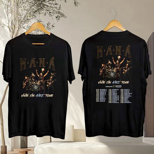 Discover Mana Band Tour 2025 T-Shirt, Man Vivir Sin Aire Tour 2025 T-Shirt, Latin Rock Mana Shirt, Man Fan Gift, Mana Merch, Graphic Mana Shirt