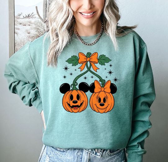 Discover Comfort Colors Disney Couple Halloween Hoodie, Mickey Minnie Pumpkin Cherries Sweatshirt, Mickey Pumpkin Halloween, Disney Halloween Trip