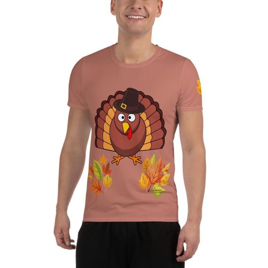 Turkey Trot Men's T-shirt  – Fun Cartoon Casual Graphic Tee for Adults