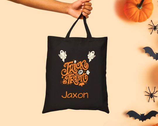 Discover Personalized Trick or Treat Bag, Custom Halloween Bag, Halloween Tote, Kids Halloween Bag with Name, Custom Trick-or-Treat Bag, kids bag