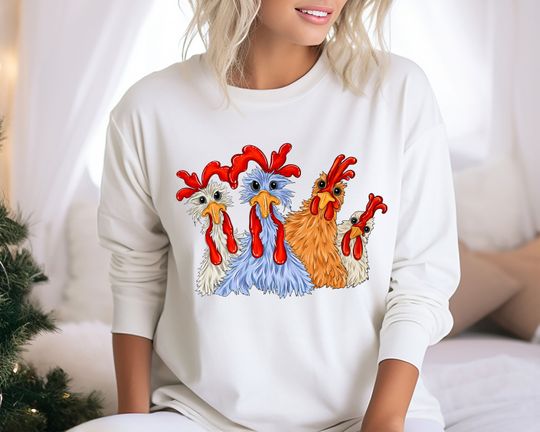 Discover Relax Were All Crazy It's Not Competition sweatshirt, Girl Chicken Sweatshirt,Funny Chicken Tee, Chicken Lover Sweatshirt,